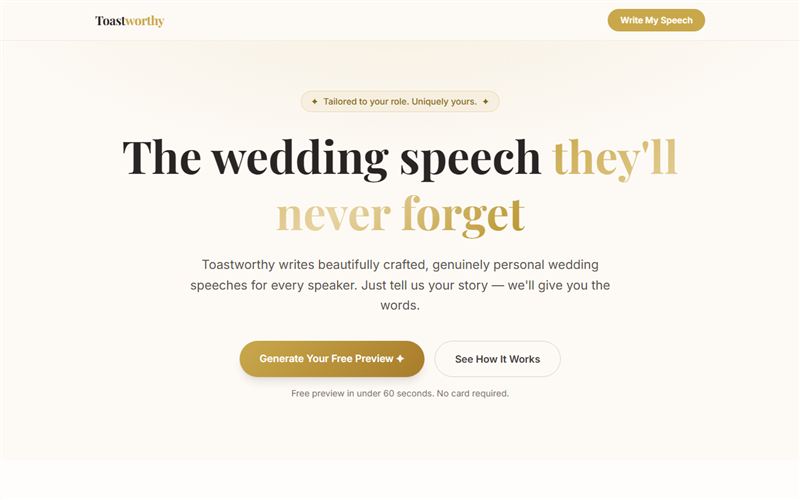 Screenshot of Toastworthy